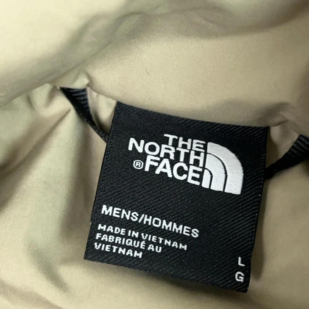 The North Face Jacket Mens Large Beige Hooded Insulated Puffer Full Zip Winter